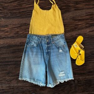 NWT High Rise Denim Bermuda Shorts